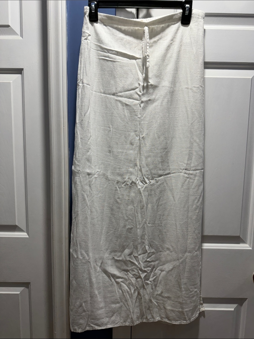 White Drawstring Maxi Skirt